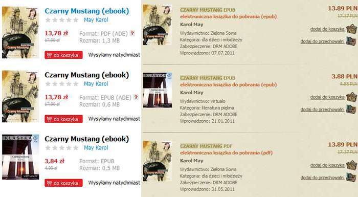 Różnice w cenach ebooków - Empik.com i Gandalf.com.pl
