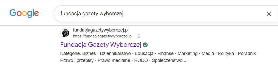Zrzut ekranu z Google