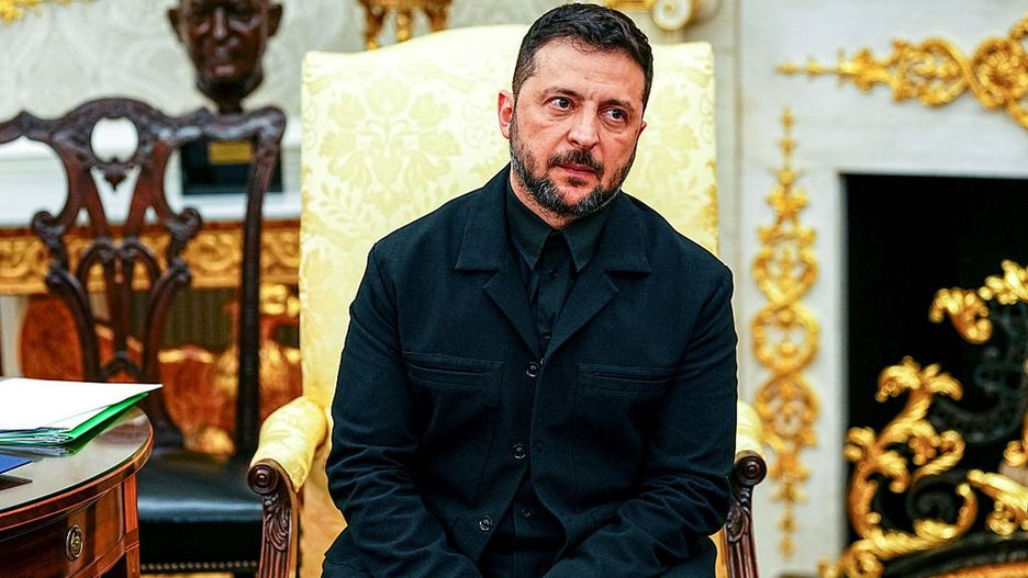 US Allies Set To Plead With Trump To Stand Behind Ukraine
Volodymyr Zelenskiy, Ukraine's president, during a meeting with US President Donald Trump, not pictured, in the Oval Office of the White House in Washington, DC, US, on Monday, Aug. 18, 2025. Trump said he hoped to secure an agreement for a trilateral meeting with Vladimir Putin and Zelenskiy as he welcomed the Ukrainian leader to the White House for high-stakes talks on bringing an end to Russia's war on Ukraine. Photographer: Aaron Schwartz/CNP/Bloomberg via Getty Images
Bloomberg
emea, international relations, 2025uspolitics, north american, european, u.s. government, us, united states of america, americas, government news, u.s.a., american, eastern european countries, foreign relations, ukrainian, the white house