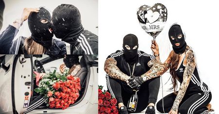 Kominiarki, przebrany pies i czerwone róże.  Tak wyglądał "gangsterski" ślub Majewskiego i Deynn (ZDJĘCIA)