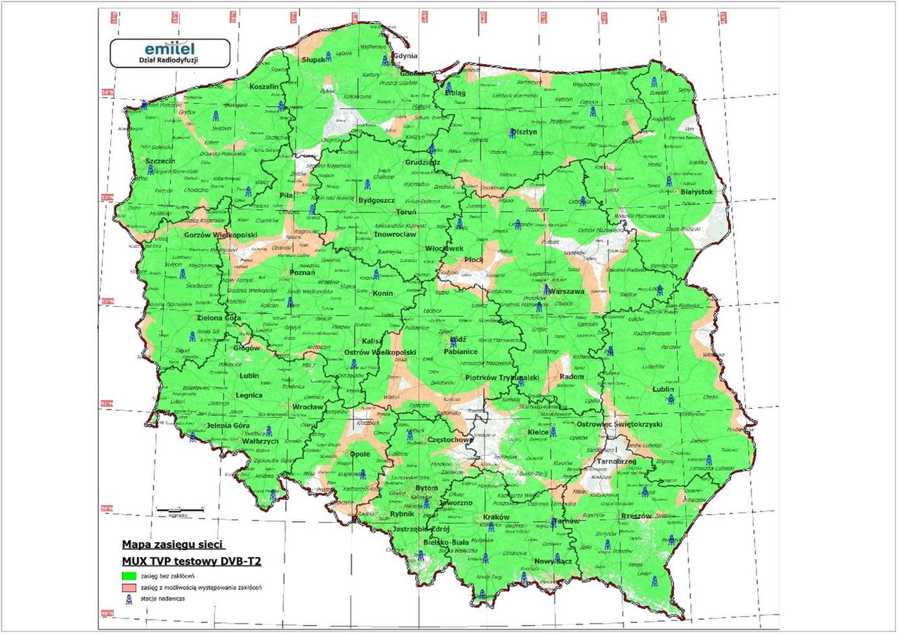 Od 1 maja 90 proc. Polaków będzie w zasięgu testowego sygnału DVB-T2.