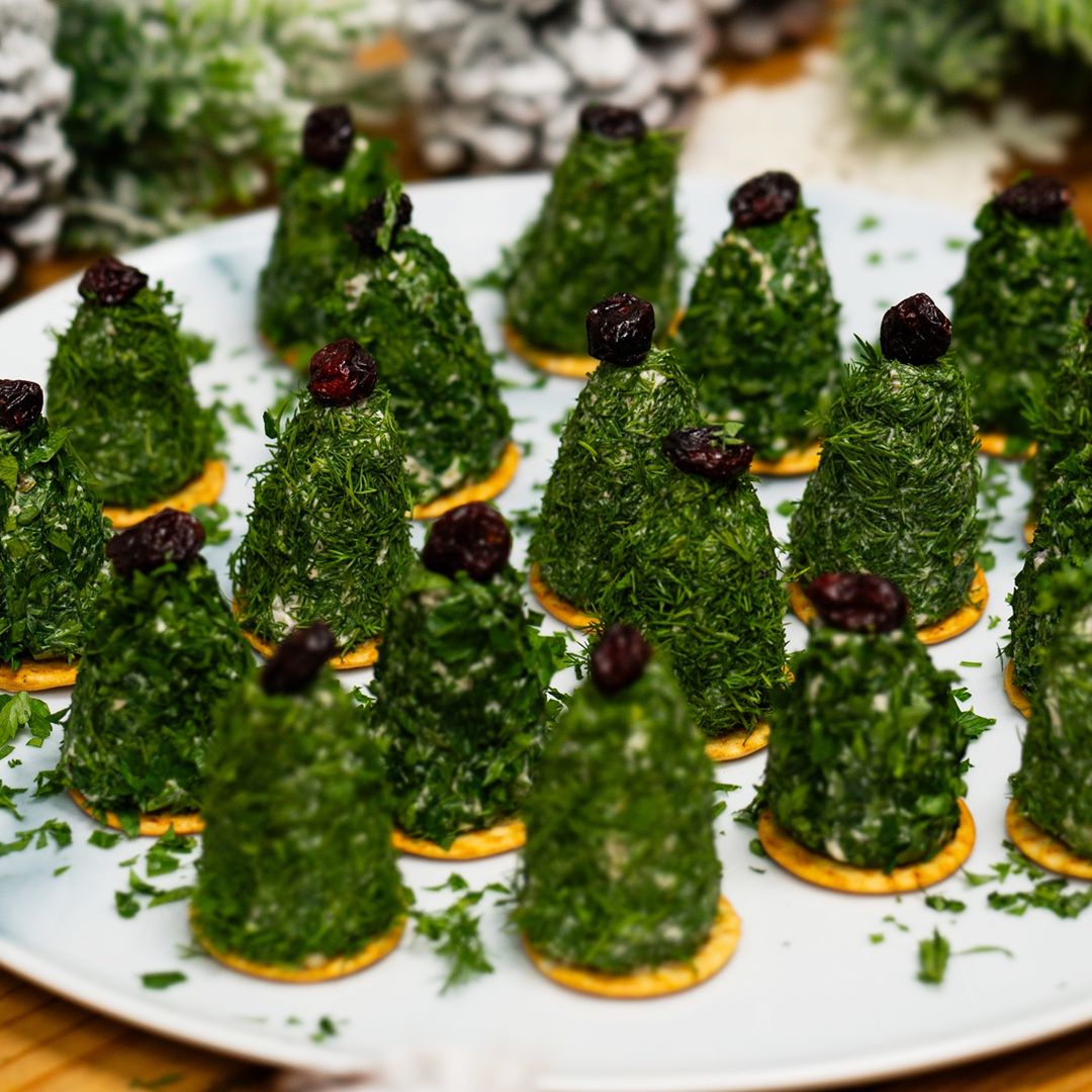 Tuna Christmas trees on crackers