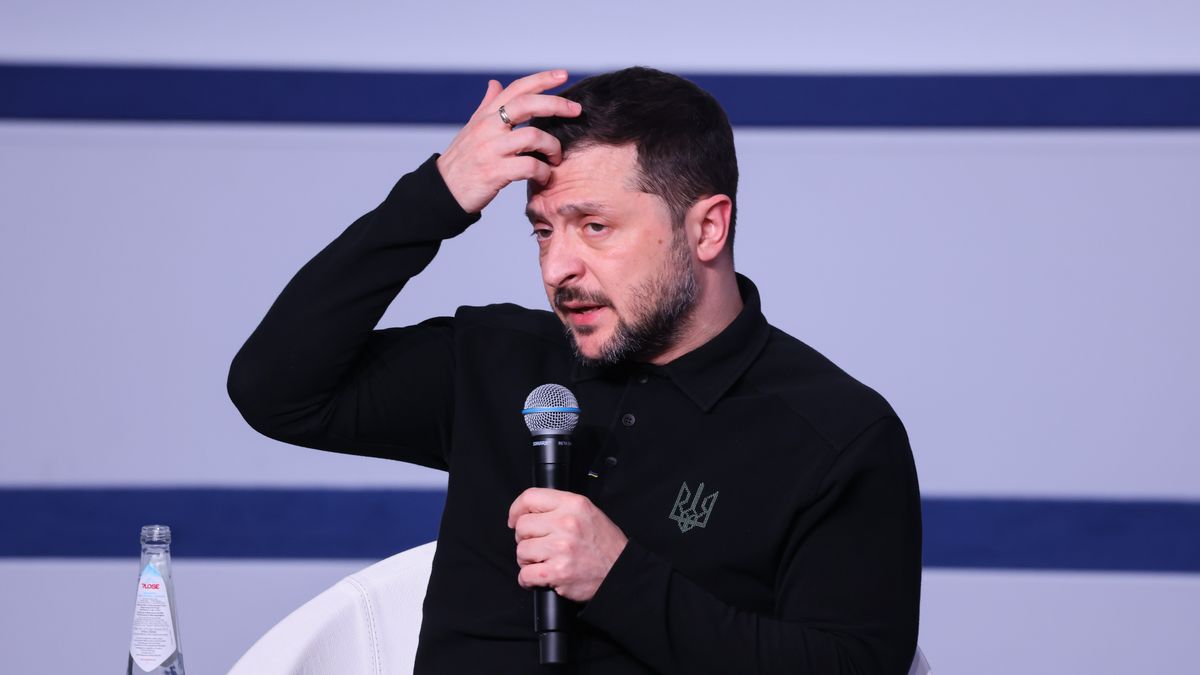 Volodymyr Zelenskiy, Ukraine's president, during the Munich Security Conference in Munich, Germany, on Friday, Feb. 14, 2025. Europe's leaders and military officials are convening at conference as the continent wakes up to the idea that it needs to defend itself. Photographer: Alex Kraus/Bloomberg via Getty Images