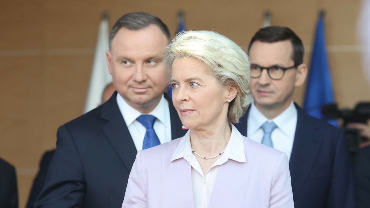 Andrzej Duda, Ursula von der Leyen i Mateusz Morawiecki