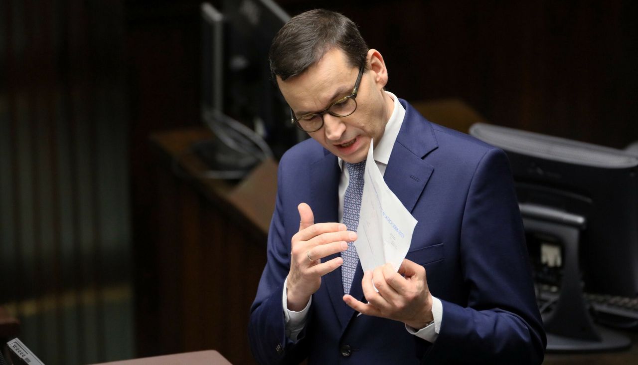 Sejmowa debata o podwyżkach cen prądu. Na zdj. premier Mateusz Morawiecki