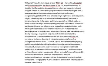 Wirtualna Polska Media realizuje projekt "NEXT-EU – Networking, Education, and Transformation for the Next Chapter of the EU"