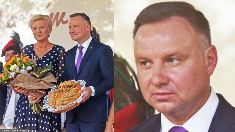 Zapracowani Andrzej Duda i Agata Duda świętują dożynki w Zbylitowskiej Górze