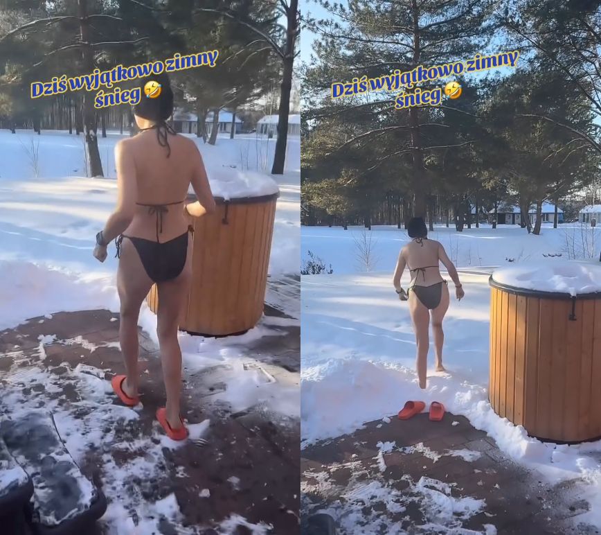 Magdalena Narożna daje nura w śnieżną zaspę