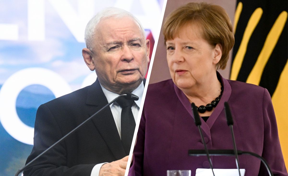 Jarosław Kaczyński i Angela Merkel