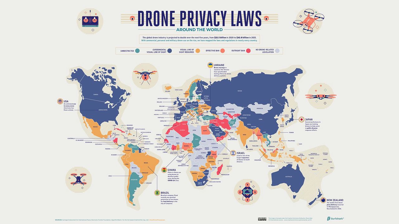 Mapy pokazują obostrzenia dt. dronów na całym świecie. Są bardzo przydatne!