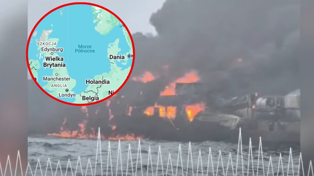 Pożar statków na Morzu Północnym @the Sun