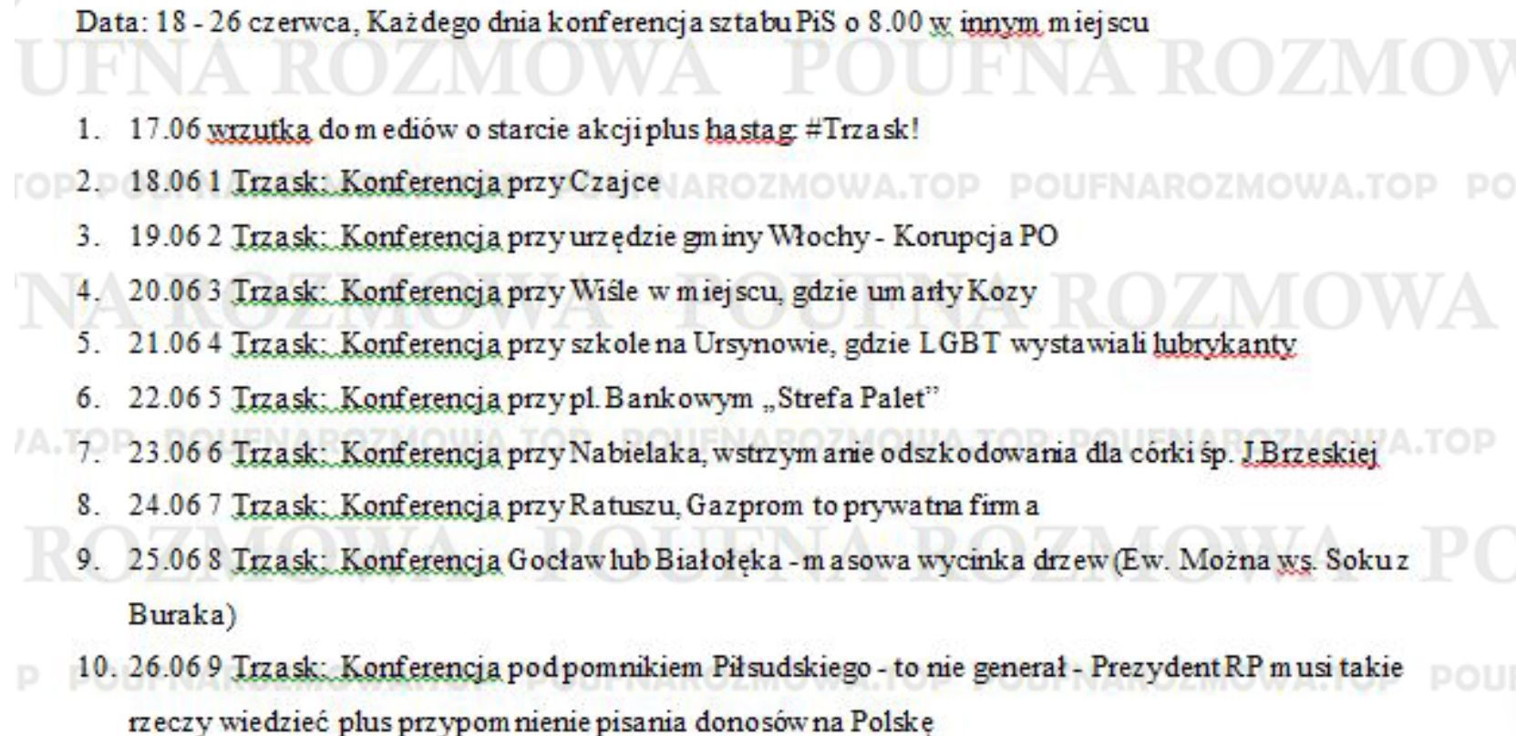 Mail ujawniony przez serwis Poufna Rozmowa.