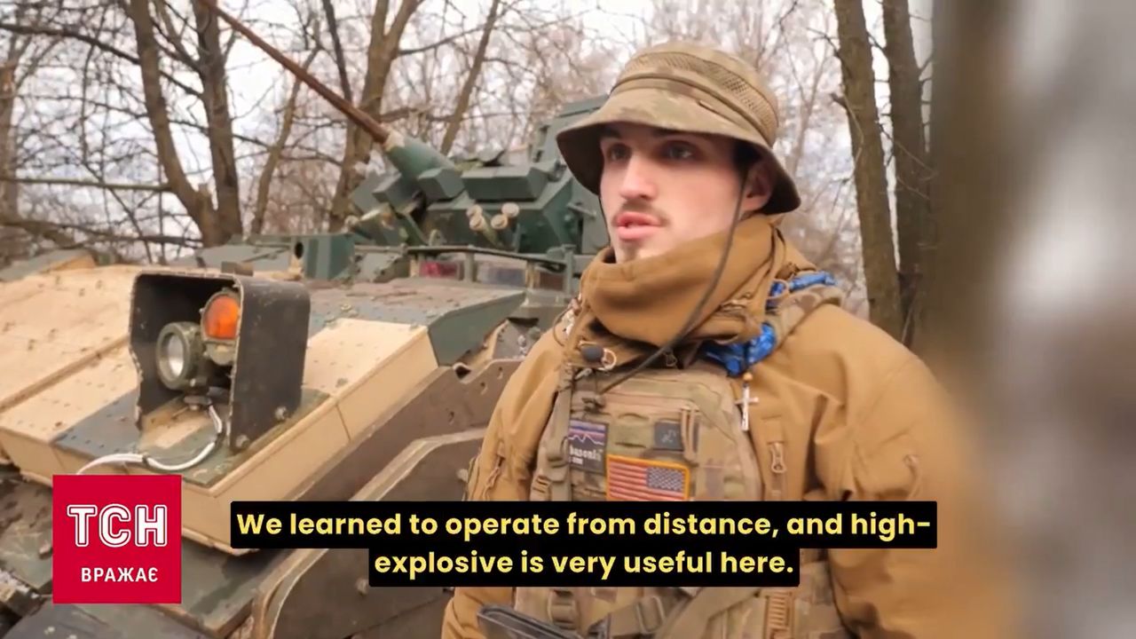 19-year-old Oleksandr commanding an M2A2 Bradley IFV.