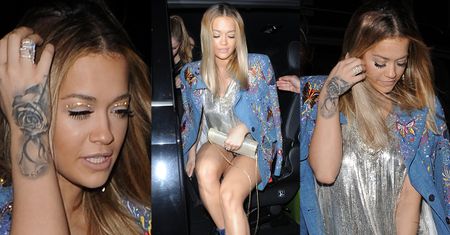 Rita Ora zasłania krocze torebką