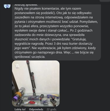 Podstawione komentarze dotyczące wygranej w konkursie