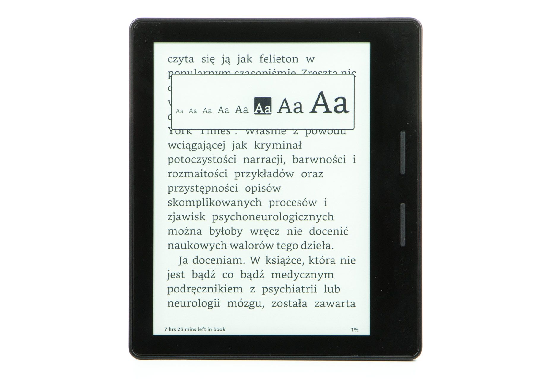 Kindle Oasis rozmiar czcionki