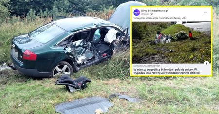 Straszliwy wypadek. Nie żyje niemowlę. Na poboczu leżą białe róże