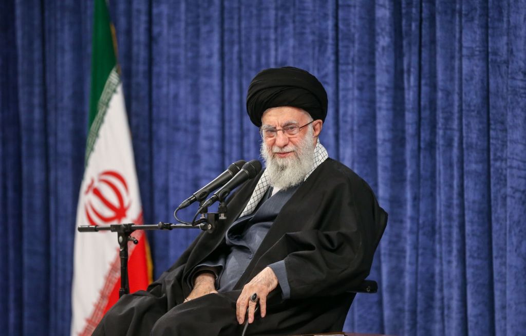 Iranian Supreme Leader Ayatollah Ali Khamenei
TEHRAN, IRAN - APRIL 03: (----EDITORIAL USE ONLY  MANDATORY CREDIT - 'IRANIAN LEADER PRESS OFFICE / HANDOUT' - NO MARKETING NO ADVERTISING CAMPAIGNS - DISTRIBUTED AS A SERVICE TO CLIENTS----) Iranian Supreme Leader Ayatollah Ali Khamenei delivers a speech at a program held at the Imam Khomeini Khosseini Hosseini in Tehran, Iran on April 03, 2022. (Photo by Iranian Leader Press Office / Handout/Anadolu via Getty Images)
Anadolu
ayatollah ali khamenei, iranian supreme leader, program