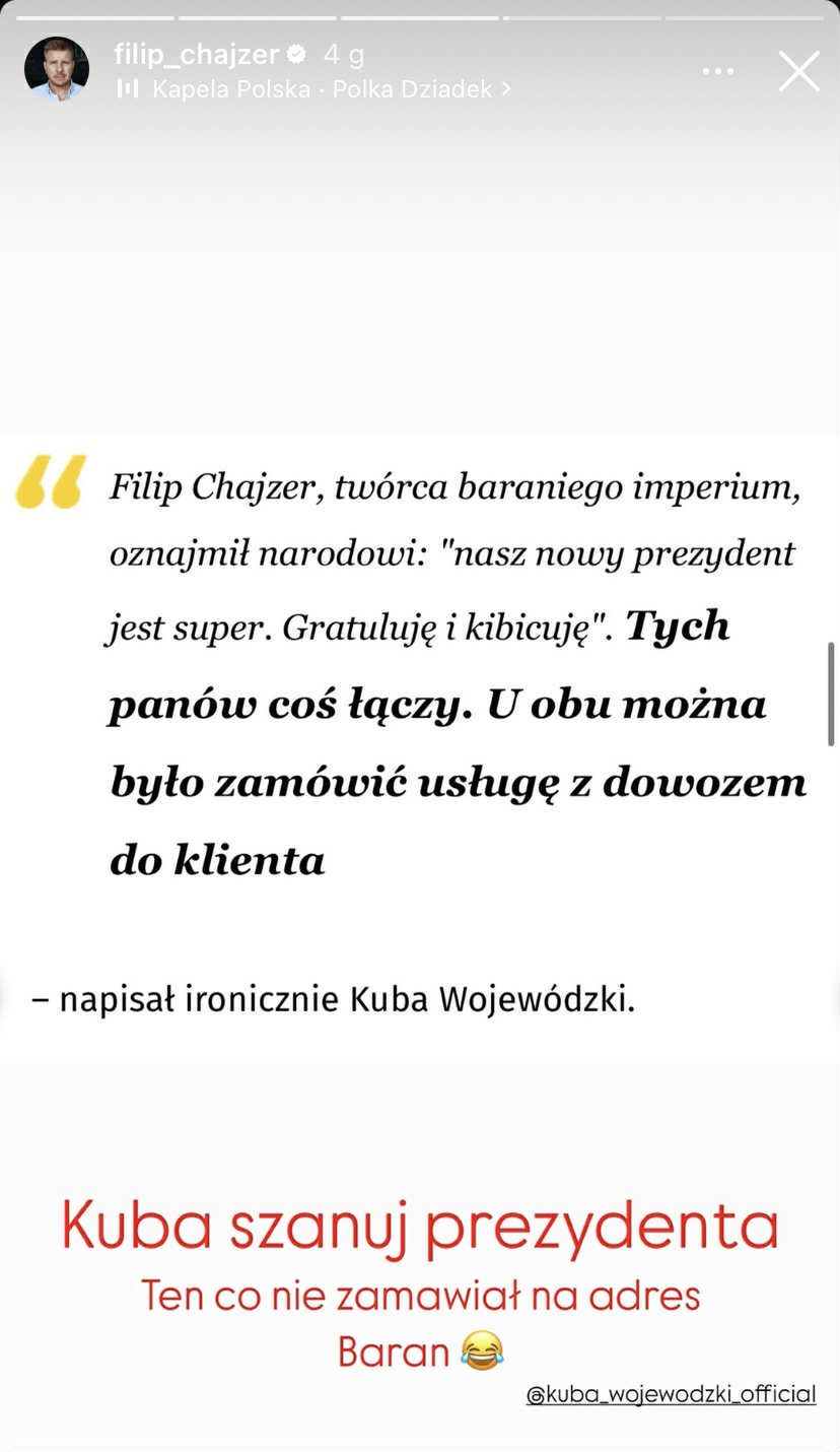 Filip Chajzer, post o Wojewódzkim