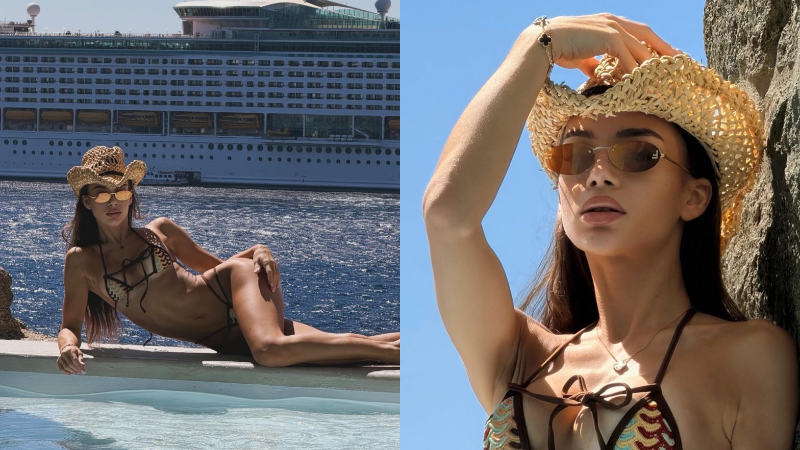 Odziana w mikroskopijne bikini Sofi Sivokha pręży się nad basenem