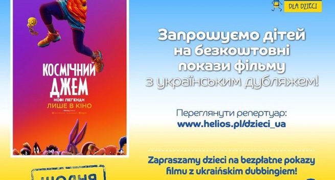 Ukraińskie dzieci za darmo mogą oglądać filmy w rodzimym języku w kinach Helios