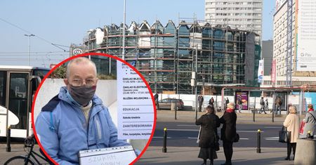 Pan Ryszard podbija Facebooka. Siedzi w centrum Warszawy z wymowną kartką