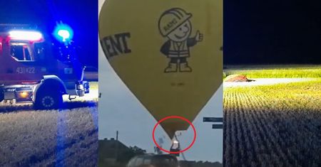 15 osób na pokładzie. Balon przewrócił słupy energetyczne!