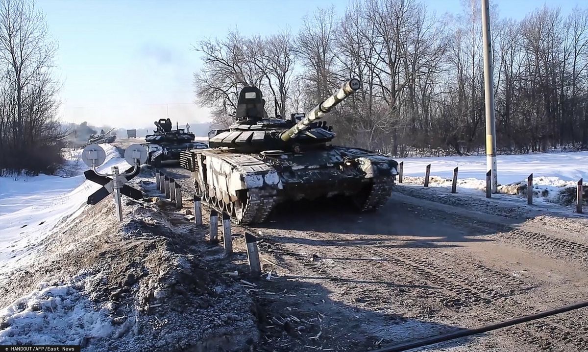 Rosyjski czołg na manewrach na Białorusi 