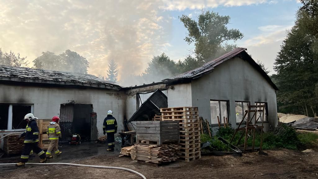 Pożar stolarni w Krężnicy Jarej