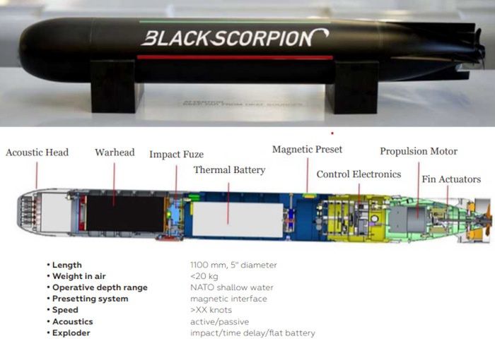 Fotografia i schemat torpedy Black Scorpion