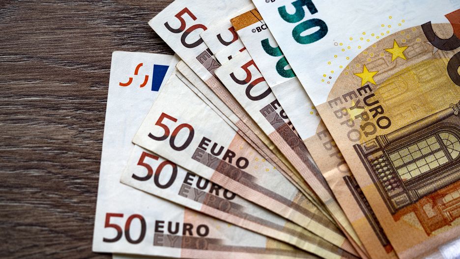 UKRAINE - 2021/05/13: In this photo illustration, a collection of fifty Euro banknotes are seen displayed. (Photo Illustration by Igor Golovniov/SOPA Images/LightRocket via Getty Images)