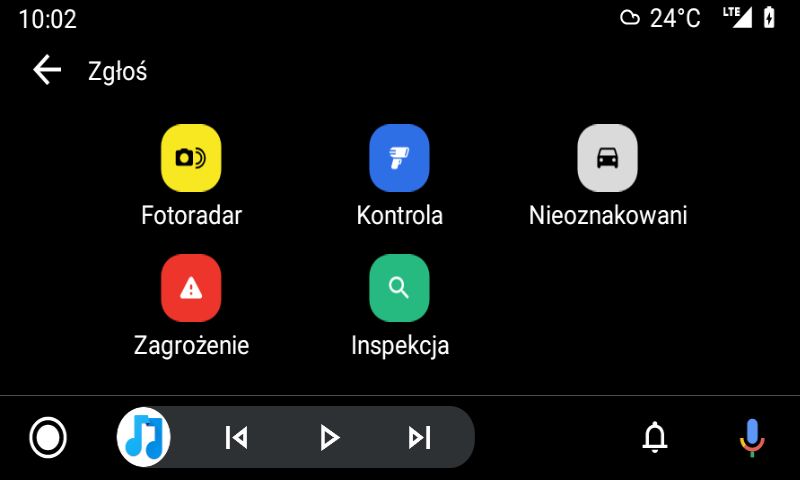 Yanosik w Android Auto 
