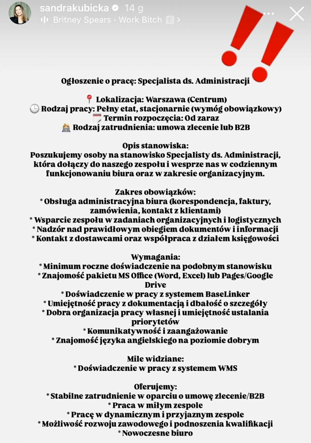 Sandra Kubicka poszukuje pracowników