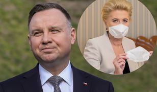 Andrzej Duda nie nosi maseczki, którą wykonała Agata Kornhauser-Duda. Prezydent wybrał patriotyczny model