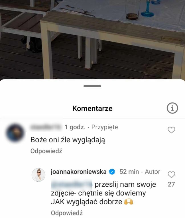Joanna Koroniewska gasi kąśliwego internautę