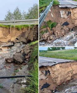 Zapadnięcie drogi w Lubelskiem. Zdjęcia robią wrażenie