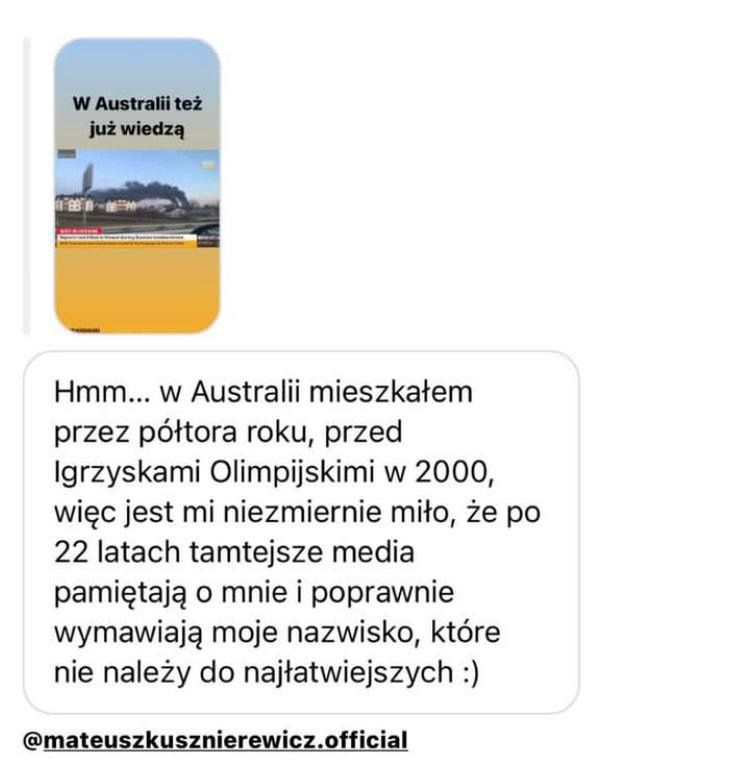 Mateusz Kusznierewicz odpowiada na wpadkę australijskiej stacji