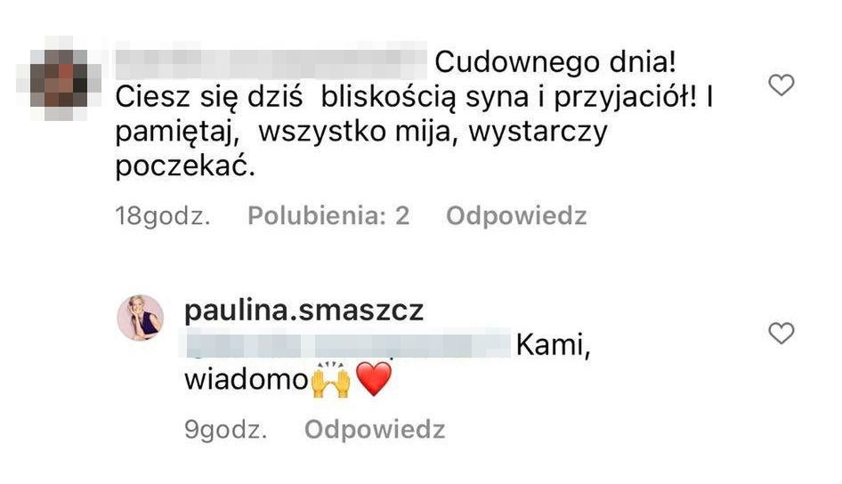 Komentarze pod postem Pauliny Smaszcz