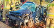 Wielkopolskie: Groźny wypadek o poranku. Samochód roztrzaskał się o drzewo