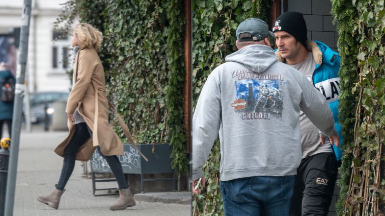 Piotr Stramowski i jego ukochana wychodzą z restauracji osobno