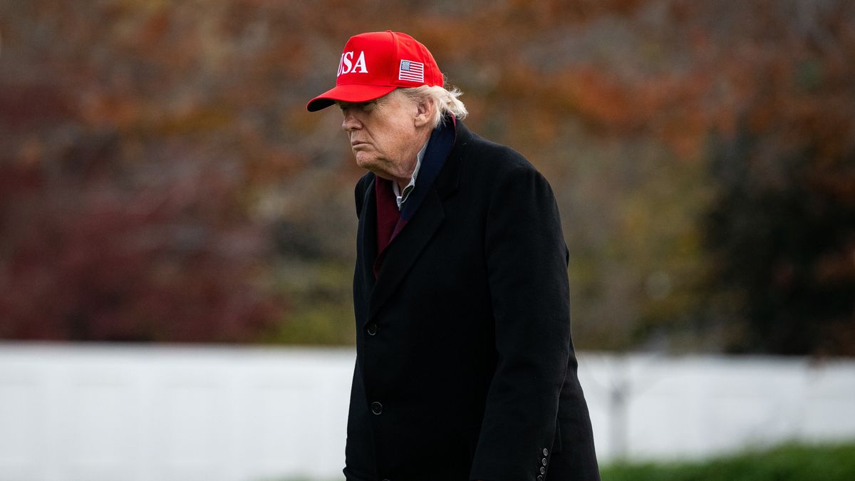 US President Donald Trump walks on the South Lawn of the White House after arriving on Marine One, in Washington, DC, USA, 22 November 2025. EPA/GRAEME SLOAN / POOL Dostawca: PAP/EPA.