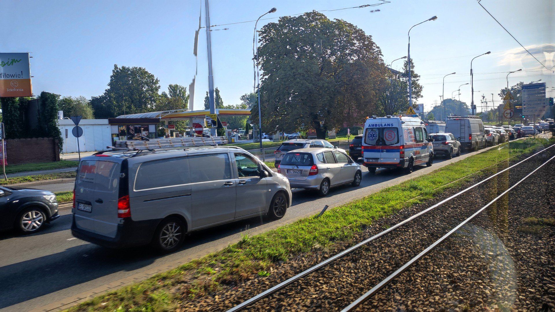 Korek na Aleksandrowskiej przed wiaduktem na Żabieńcu