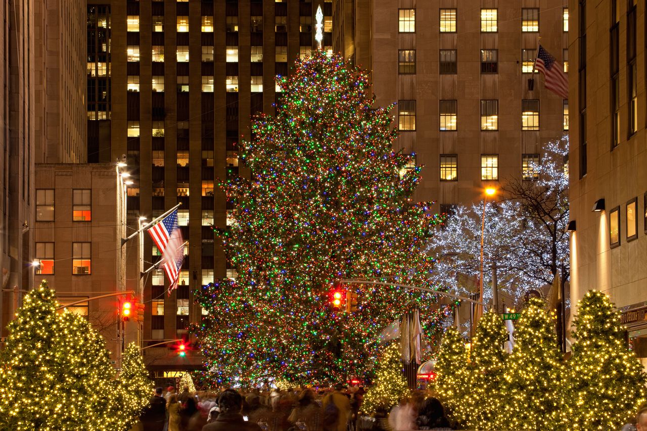 The holiday tree at Rockefeller Center in New York City