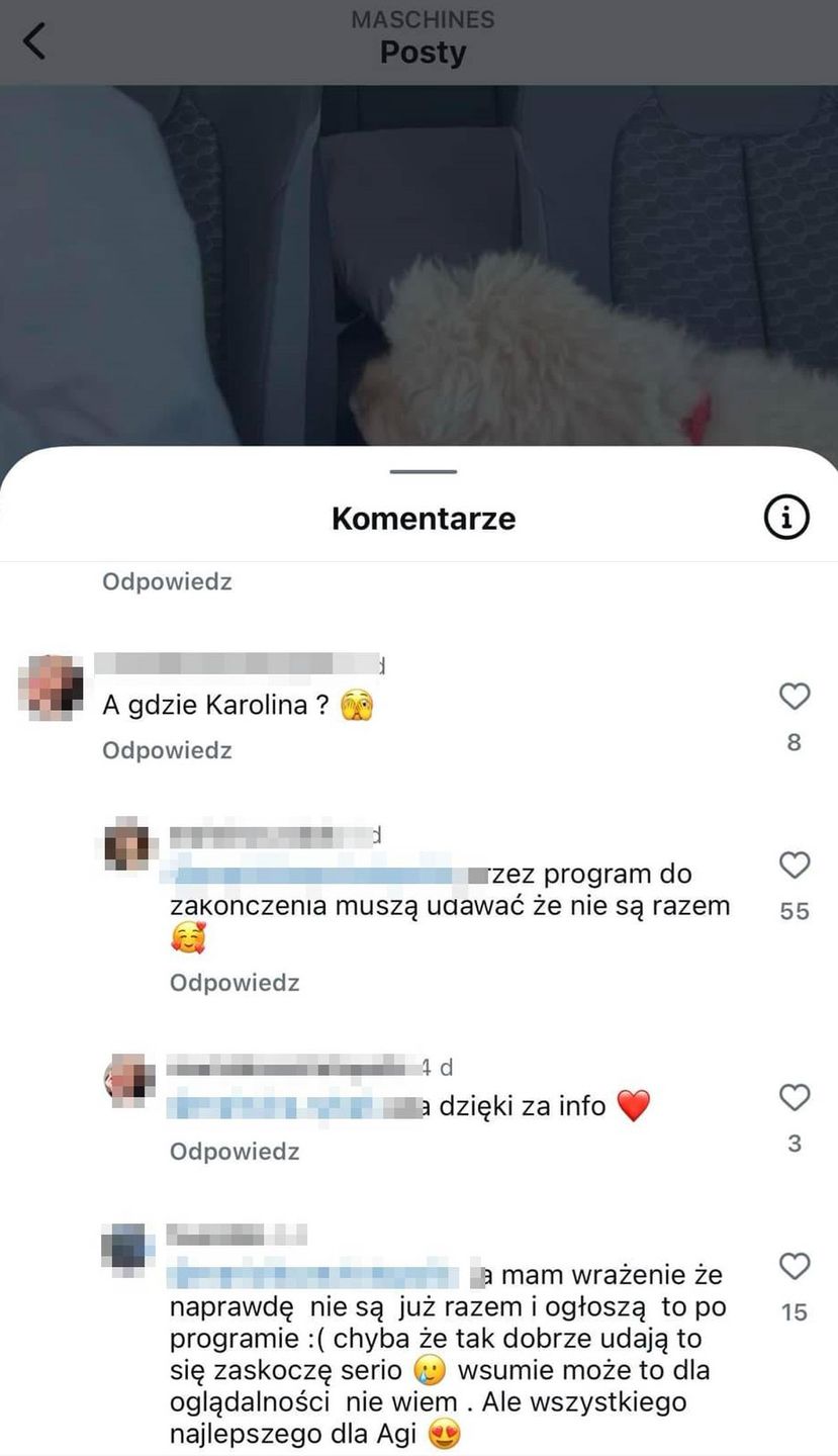 Komentarze pod postem Karoliny 