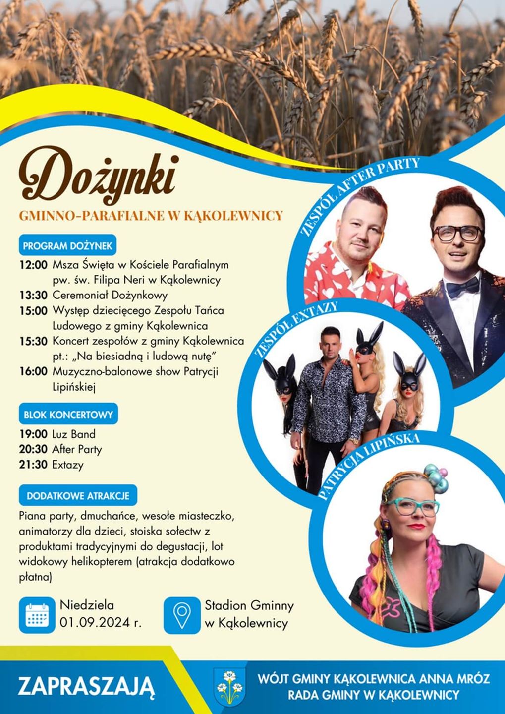 Dożynki w Kąkolewnicy 2024 - plakat, program wydarzenia