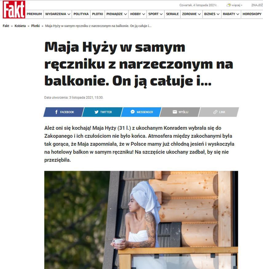 Maja Hyży i jej zwierzenia w "Fakcie"