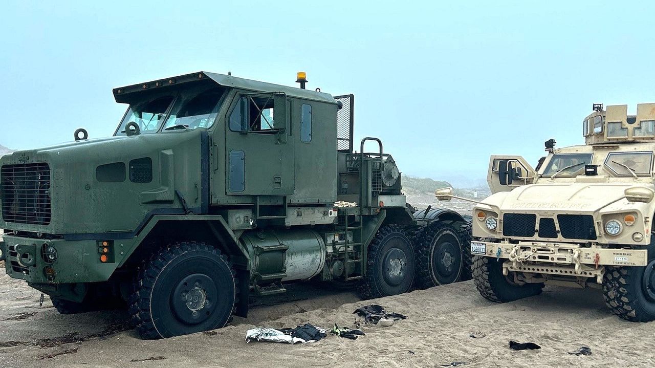 Stolen military truck apprehended on California beach