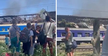 Pociąg pasażerski uszkodzony po rosyjskim ataku. Jest nagranie