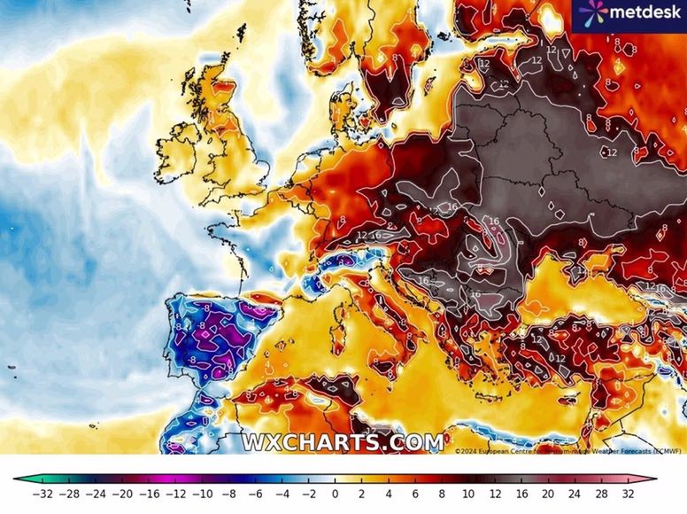 Anomalia aktualnych temperatur w stosunku do średniej z lat 1979-2010