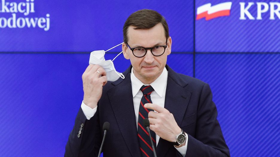 Dzien Nauczyciela w KPRM14.10.2021 Warszawa , KPRM , al. Ujazdowskie 1/3 . Premier rzadu PiS Mateusz Morawiecki podczas konferencji prasowej z okazji Dnia Edukacji Narodowej . 
Fot. Dawid Zuchowicz / Agencja Wyborcza.plFot. Dawid Zuchowicz / Agencja Wyborcza.plmanual, /FR/, agx